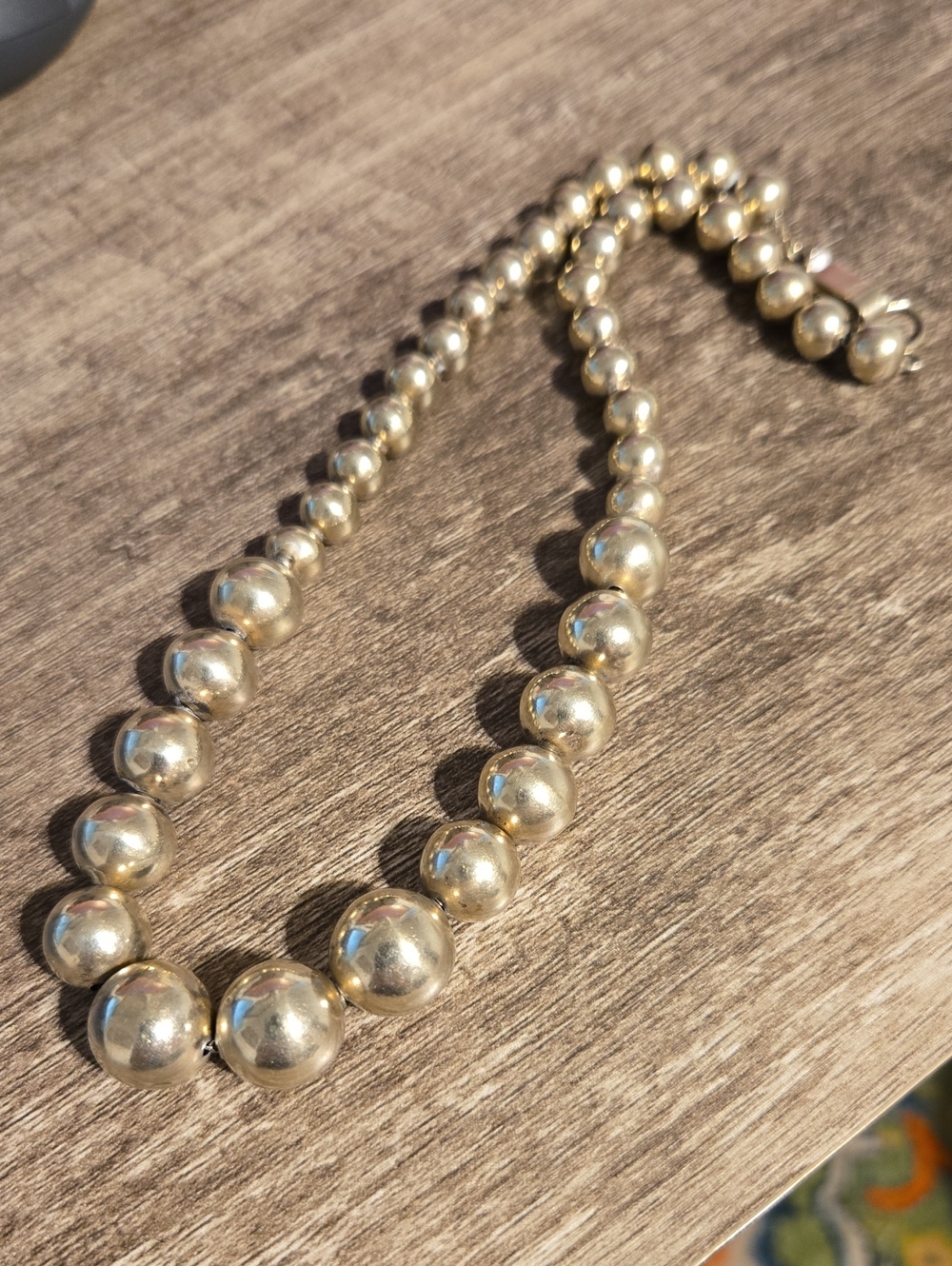 Rare Carmen Beckmann Signed Mexican Sterling  16" Graduated Bead Necklace